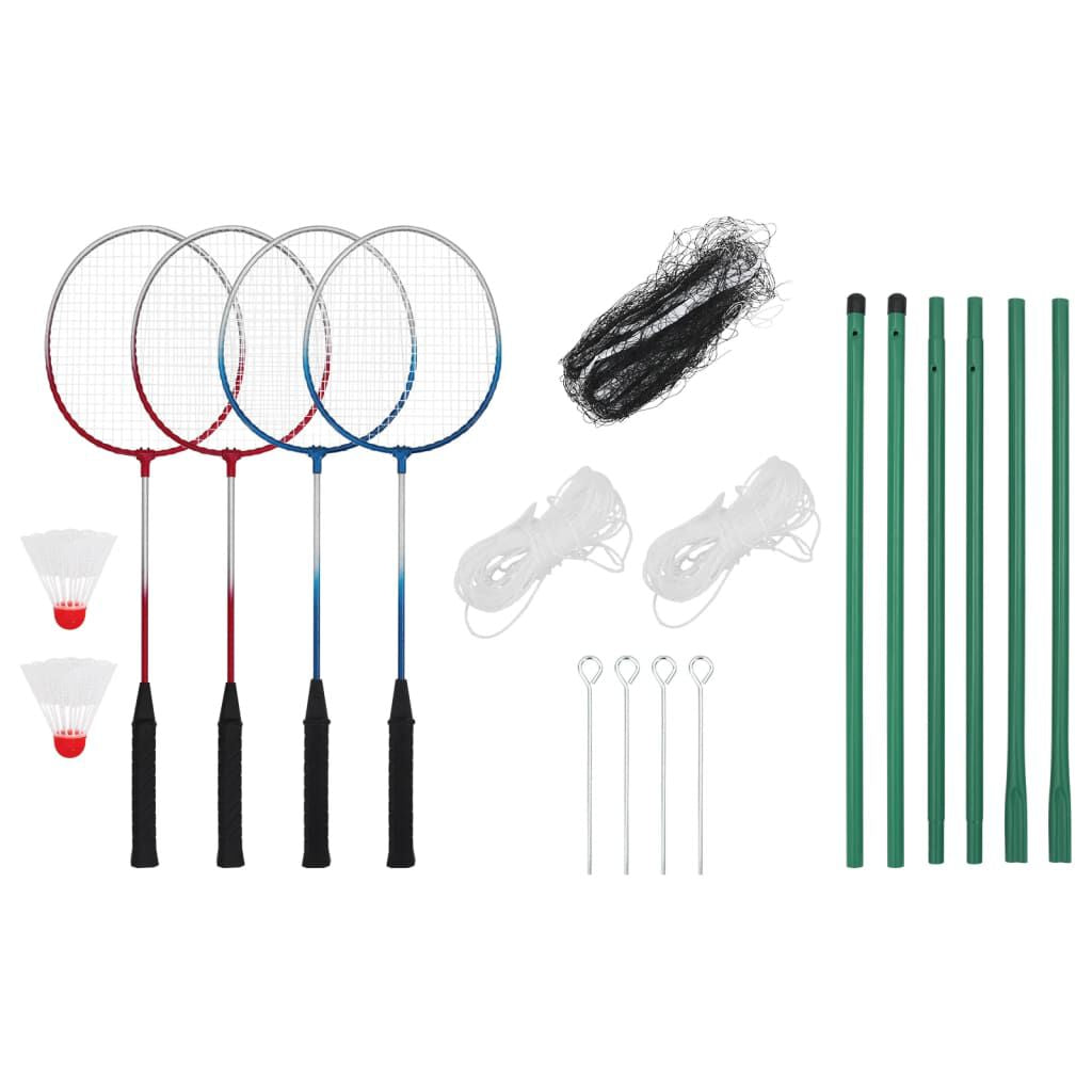 Badminton-Set mit 4 Schlägern und Netz (620 x 151 cm)