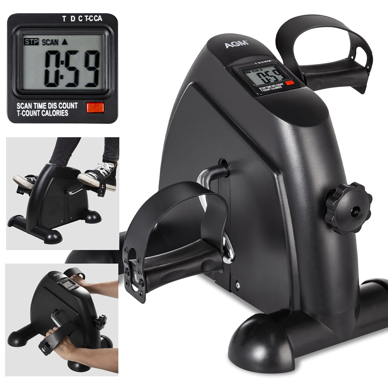 Compact Fitness Bike with LCD Display for Arm and Leg Training - AGM Home Trainer