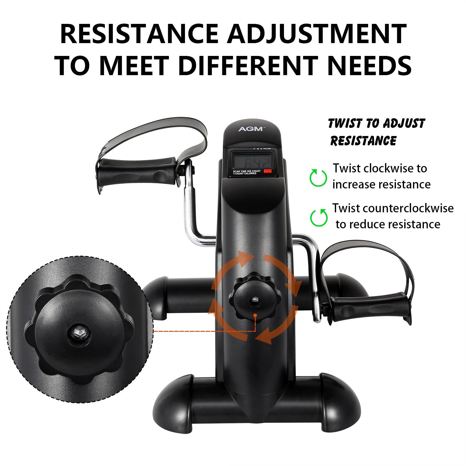 Compact Fitness Bike with LCD Display for Arm and Leg Training - AGM Home Trainer