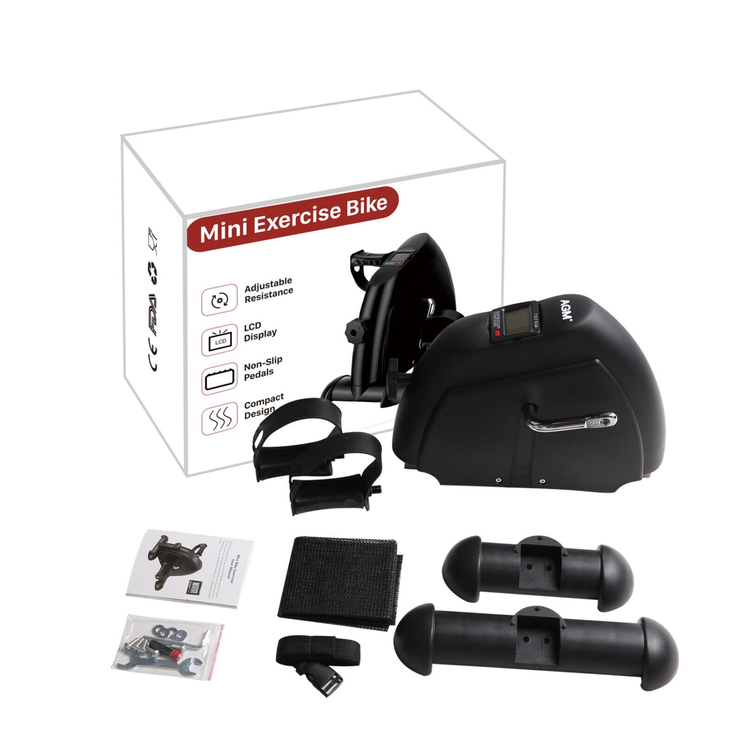 Compact Fitness Bike with LCD Display for Arm and Leg Training - AGM Home Trainer