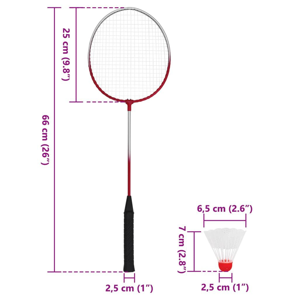 Badminton-Set mit 4 Schlägern und Netz (620 x 151 cm)