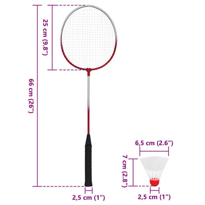 Badminton-Set mit 4 Schlägern und Netz (620 x 151 cm)